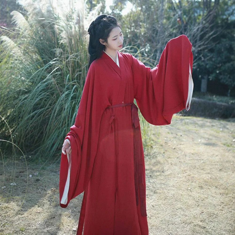 Прямой шлейф, однотонная элегантная женская одежда hanfu - Фотография_5