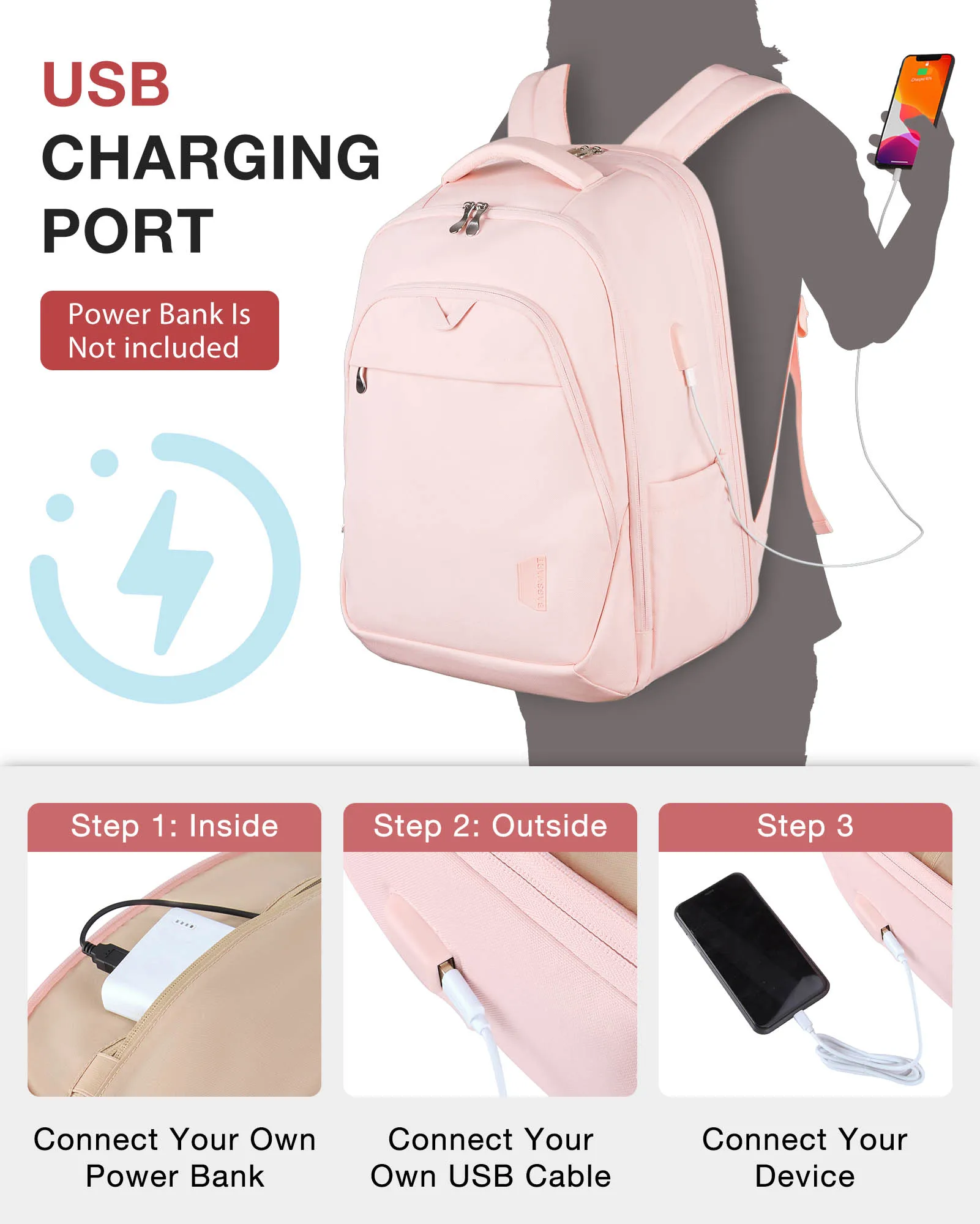 Bagsmart рюкзак школьный девочка - Фотография_4