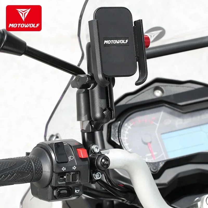 Универсальное мотоциклетное зеркало заднего вида motowolf - Фотография_4