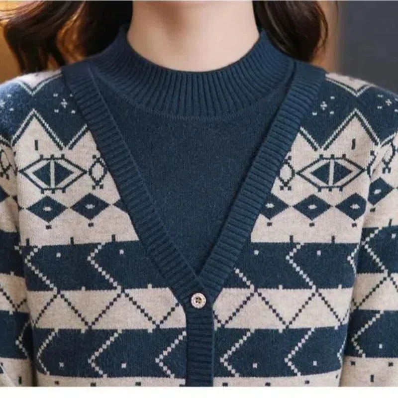 Женский жаккардовый топ с длинным рукавом - Фотография_4