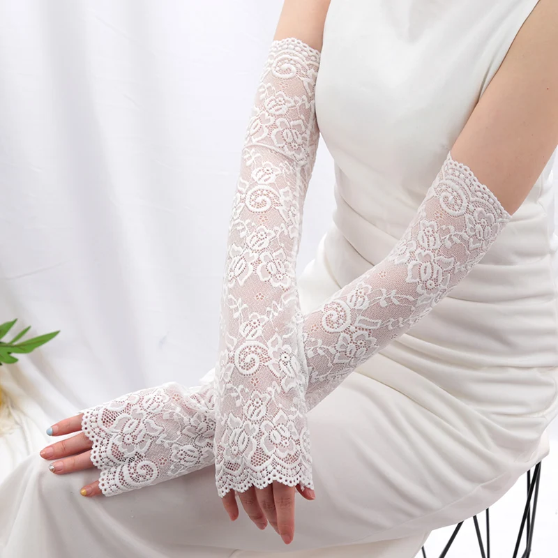 Перчатки женские длинные кружевные - Фотография_2