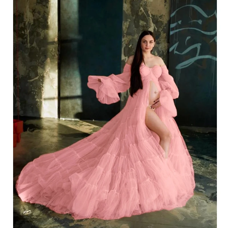 Белое тюлевое платье для беременных для фотосессии - Фотография_4