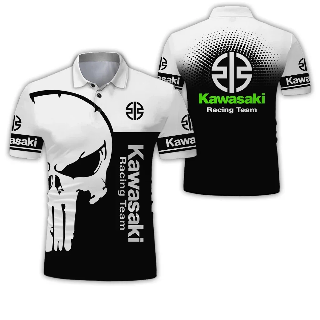 Новая мотоциклетная летняя мужская рубашка поло с 3d принтом - Фотография_3