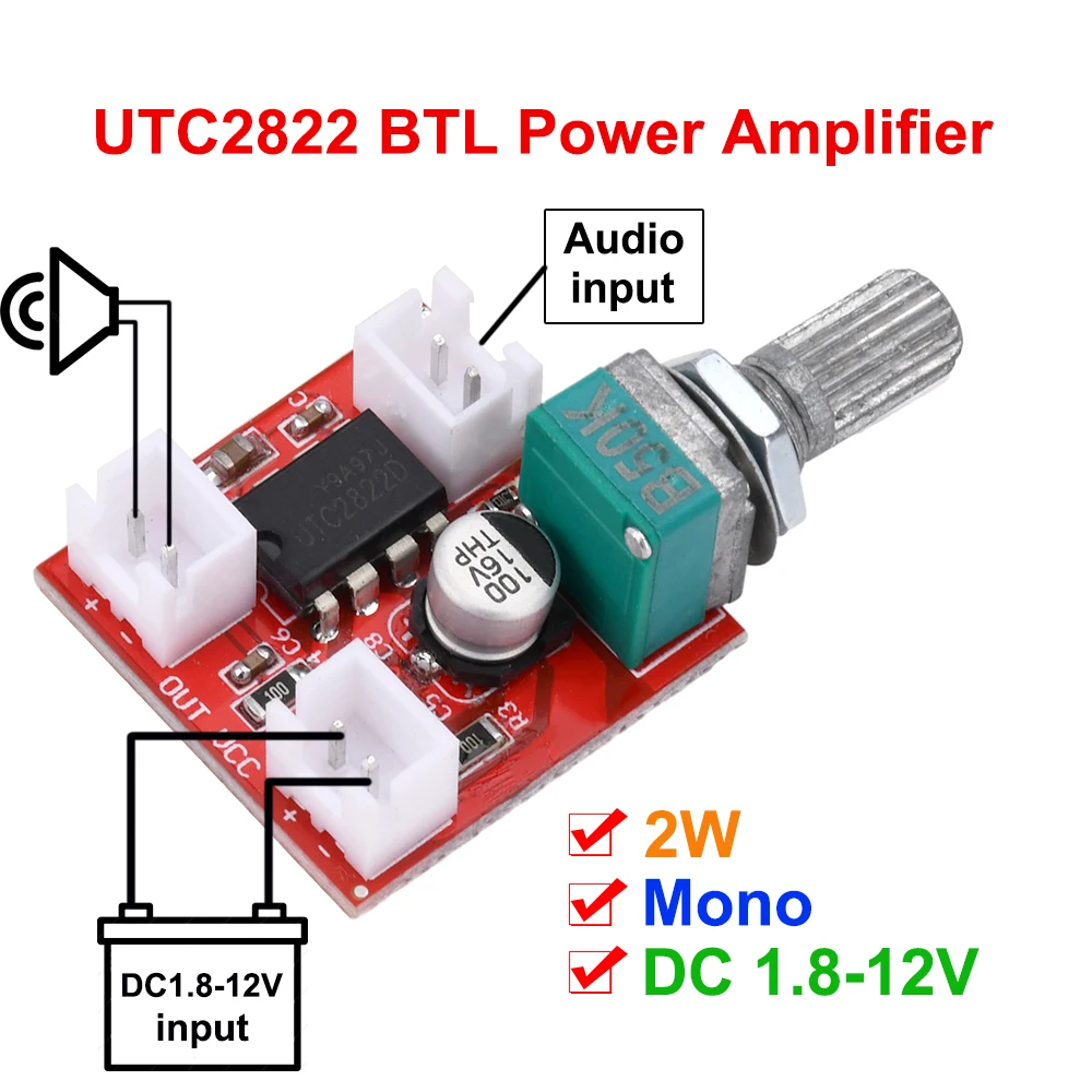 Utc2822 моно btl плата усилителя мощности dc 1