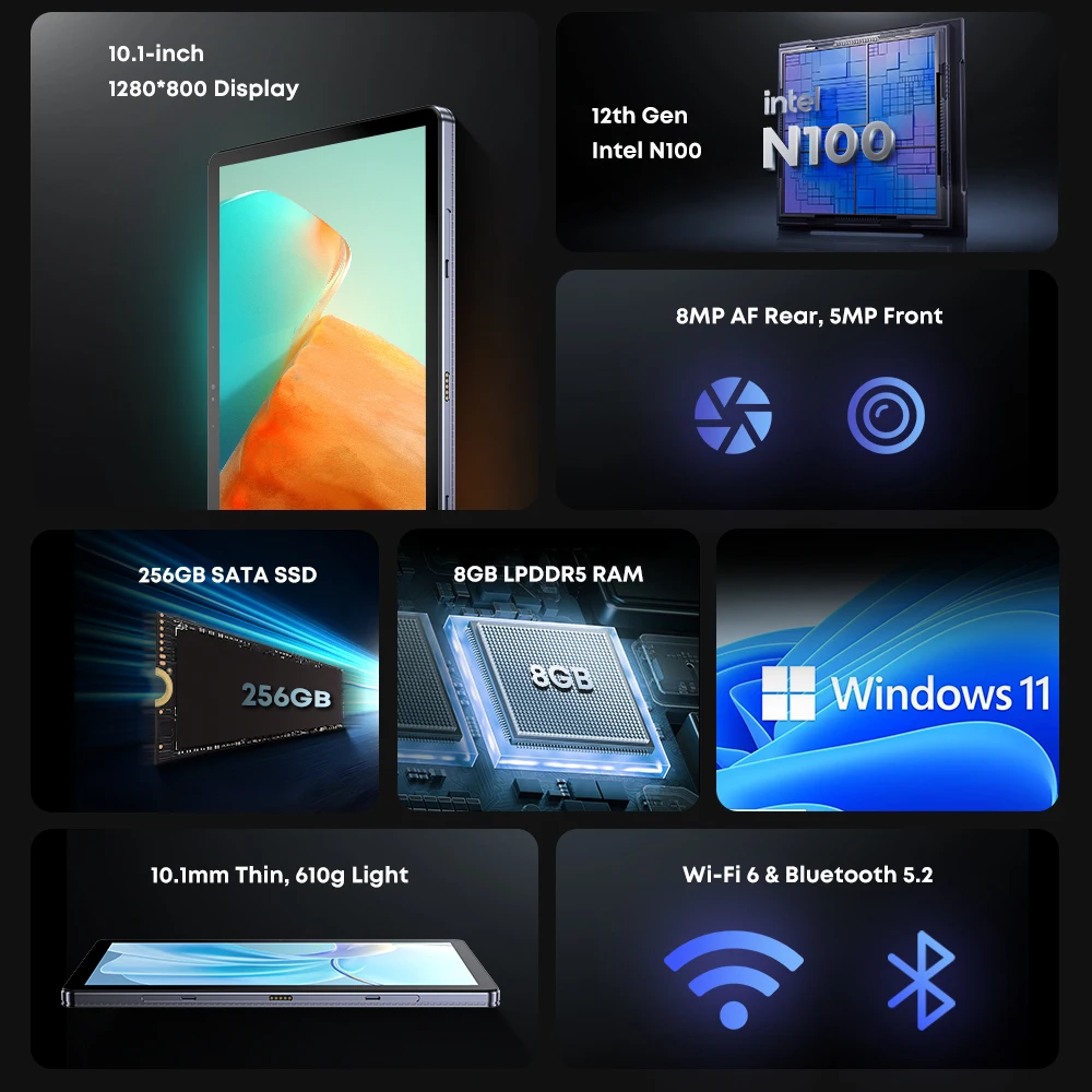 Chuwi hi10 x1 intel n150 2 в 1 планшет с ос windows ноутбук uhd графика 10 - Фотография_2