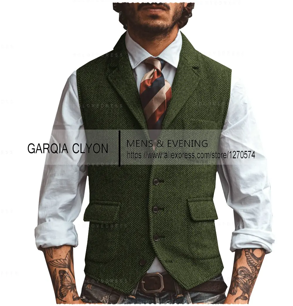 Новый мужской костюм с v-образным вырезом и лацканами - Фотография_2