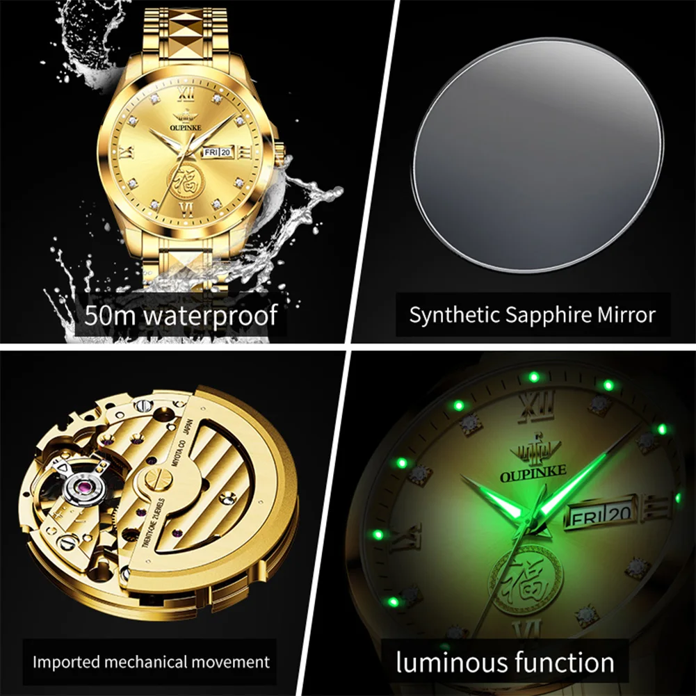 Oupinke 3305, настоящие золотые бриллиантовые часы для пар - Фотография_6