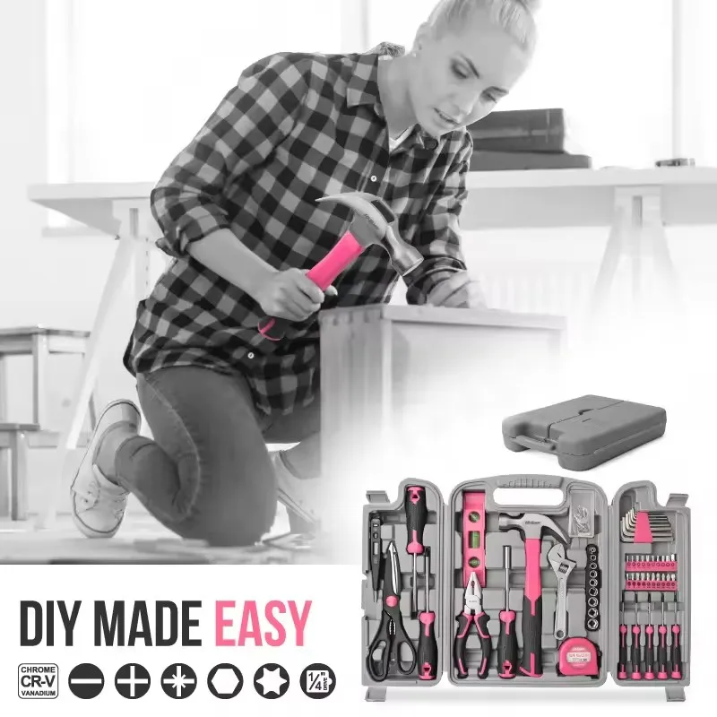 Розовый женский набор ручных инструментов - Фотография_6