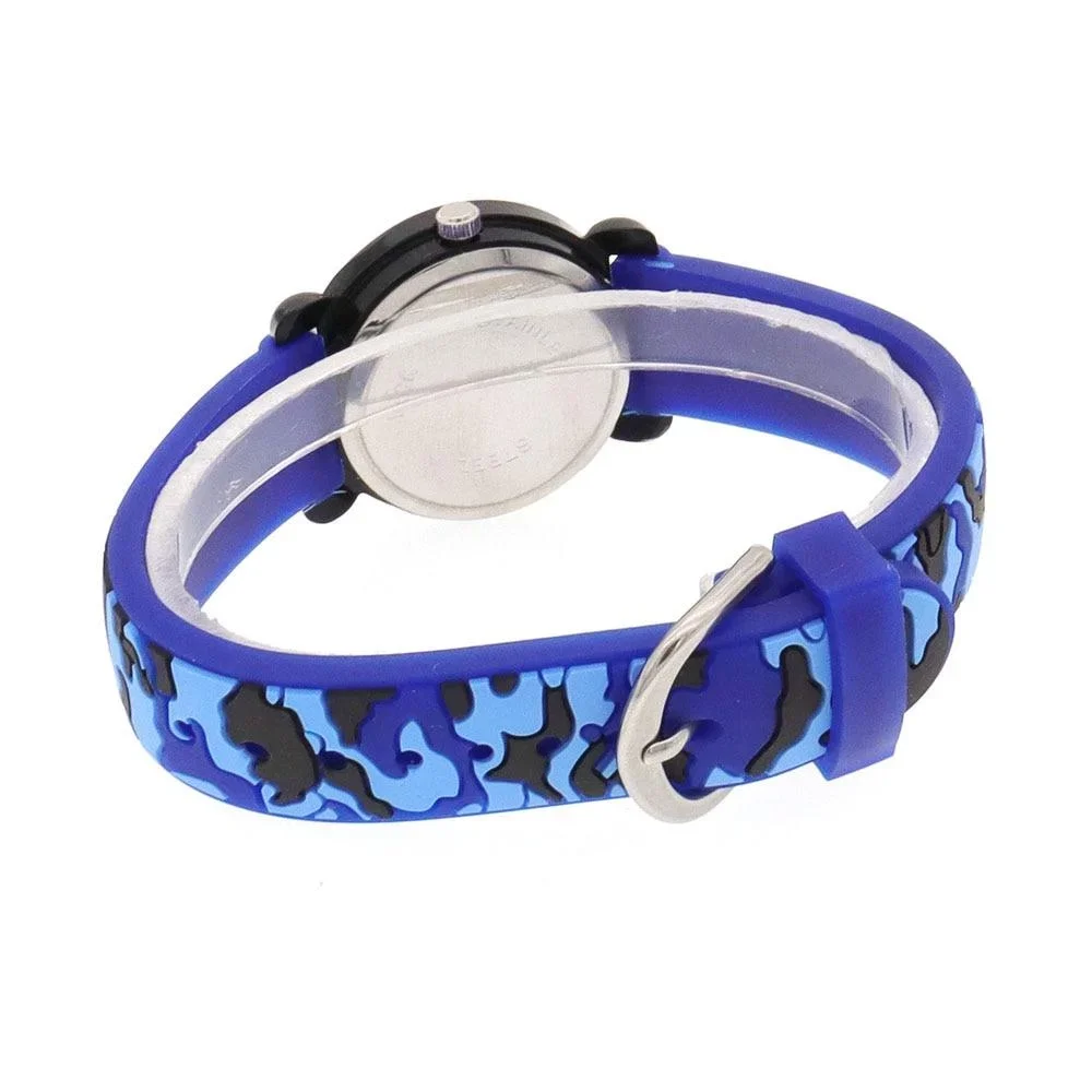 Кварцевые часы с камуфляжным силиконовым ремешком для мальчиков и девочек - Фотография_3