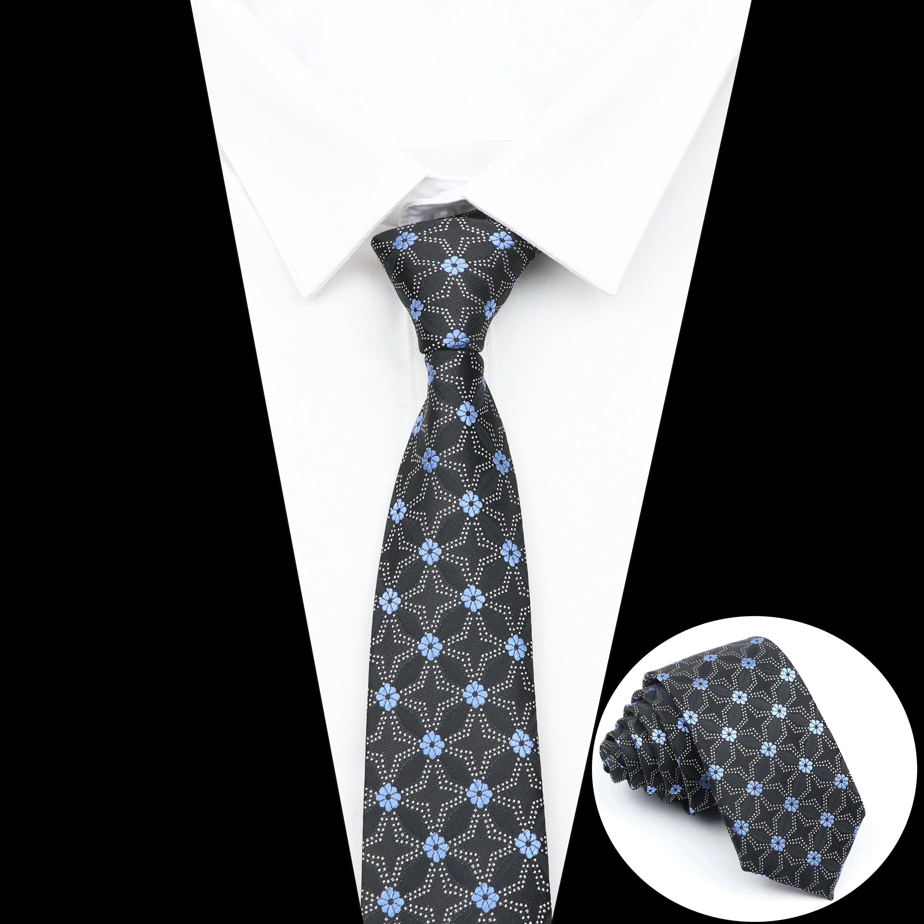 Галстук жаккардовый мужской с цветочным принтом - Фотография_4