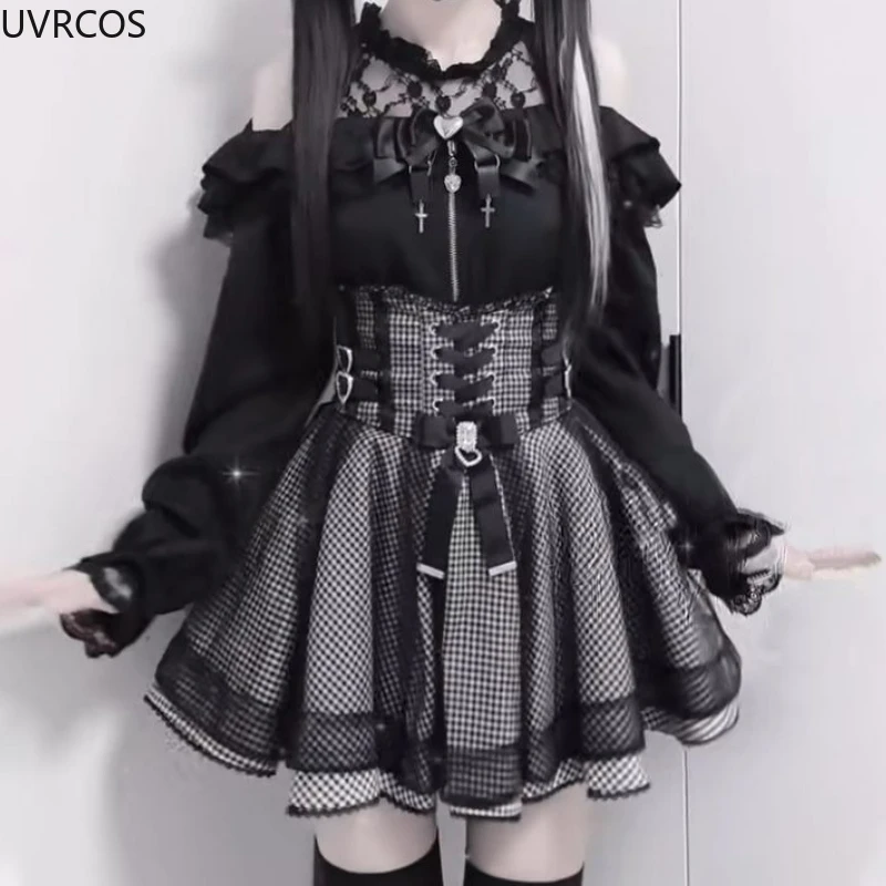 Японский стиль, готическая юбка в стиле лолиты y2k - Фотография_2