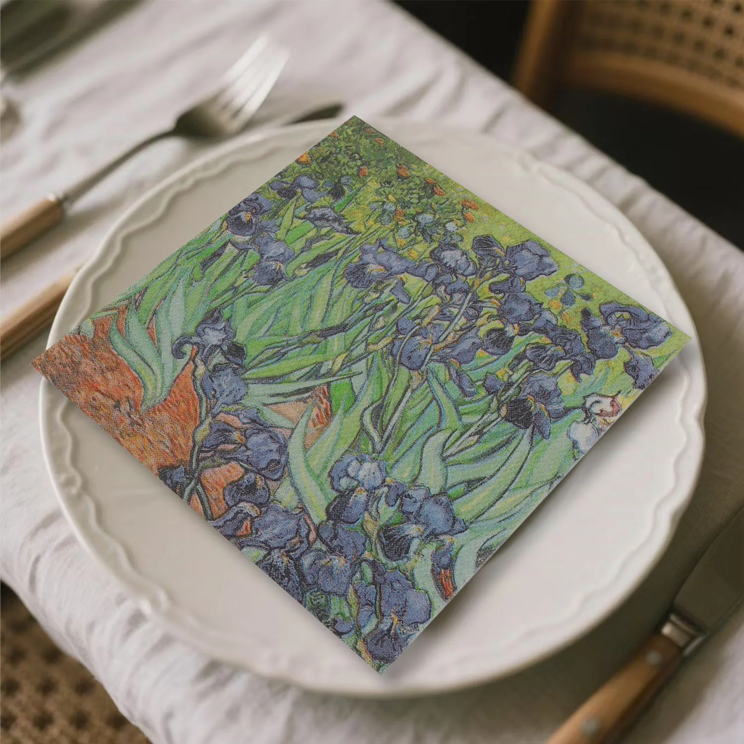 Бумажная салфетка с принтом van gogh irises из чистой древесной массы - Фотография_4