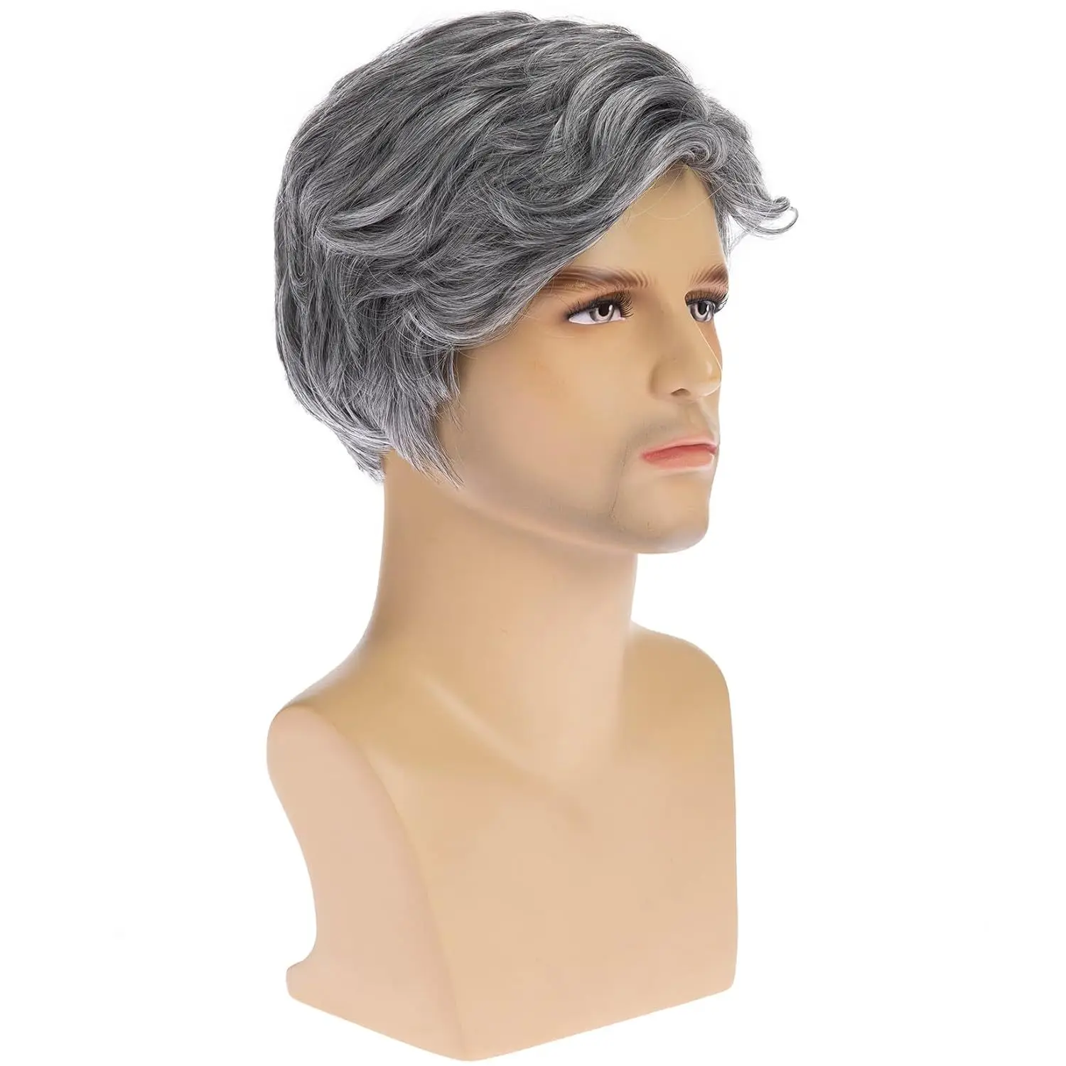 Короткий мужской прямой волнистый синтетический парик для мужчин - Фотография_3