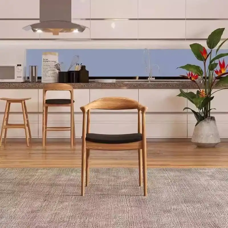 Японский декоративный барный стул с поддержкой спины - Фотография_4