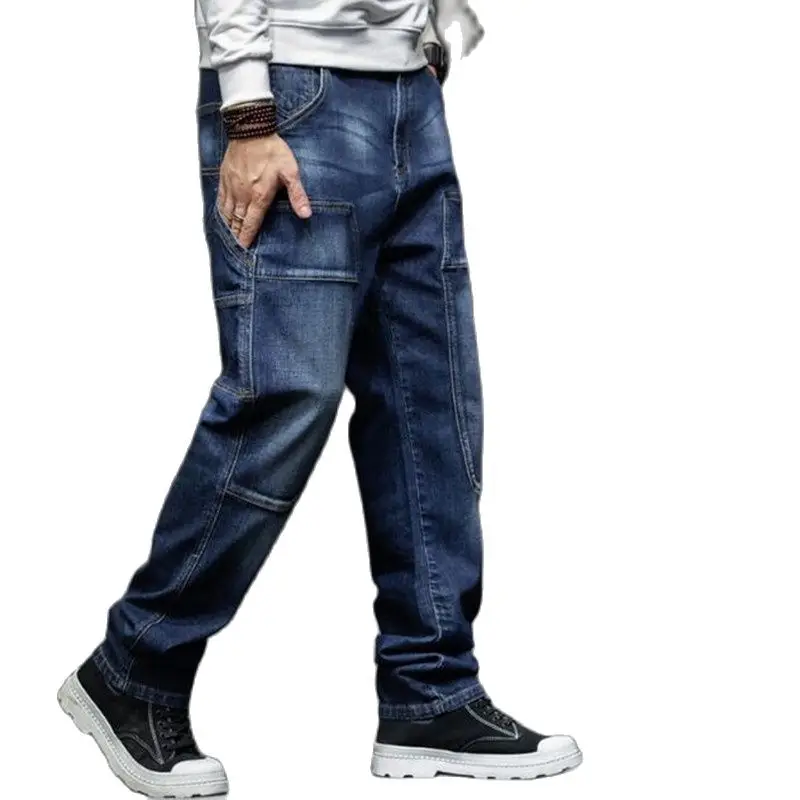 Модные джинсы, мужские мешковатые джинсовые брюки - Фотография_4