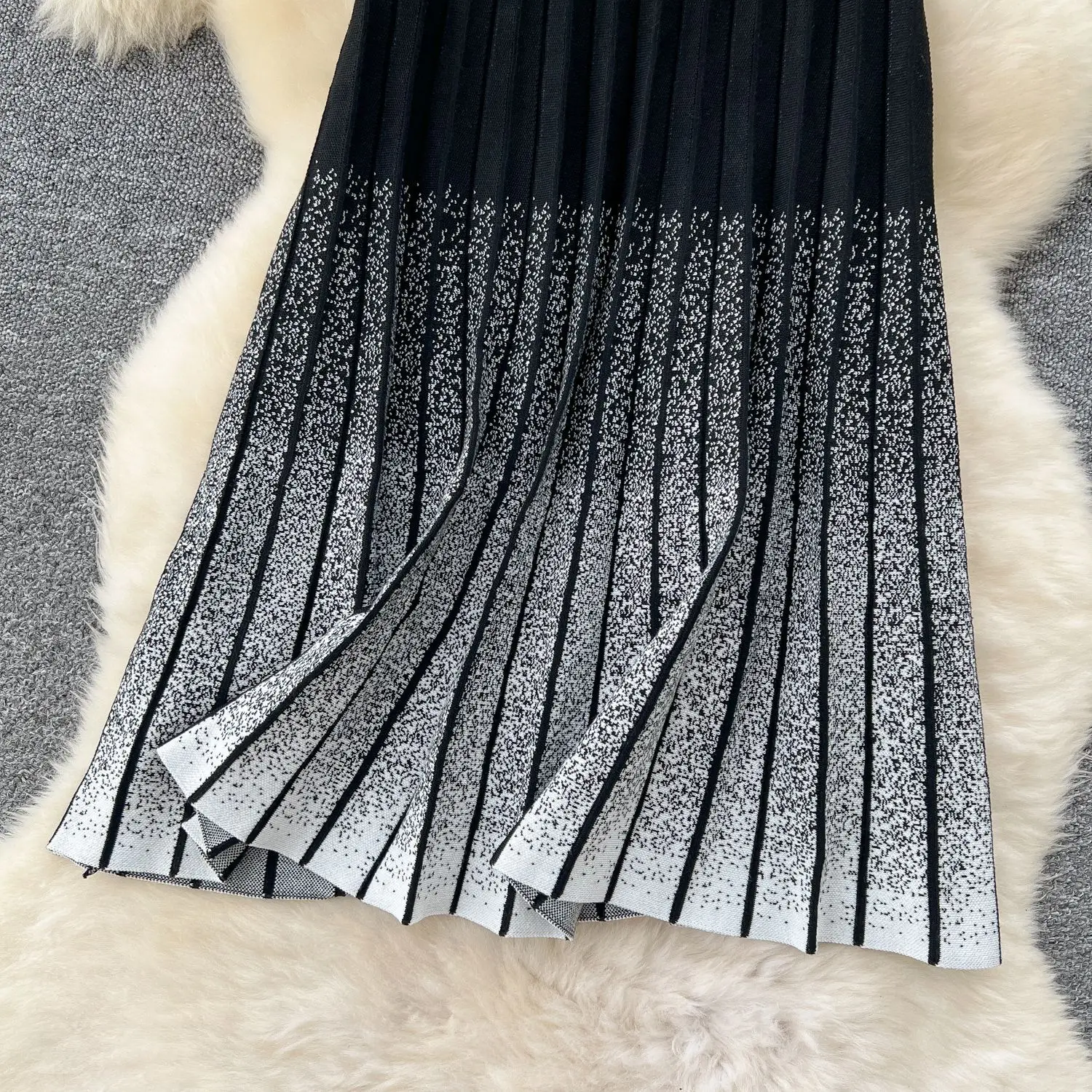 Женские однотонные плиссированные юбки до щиколотки - Фотография_4