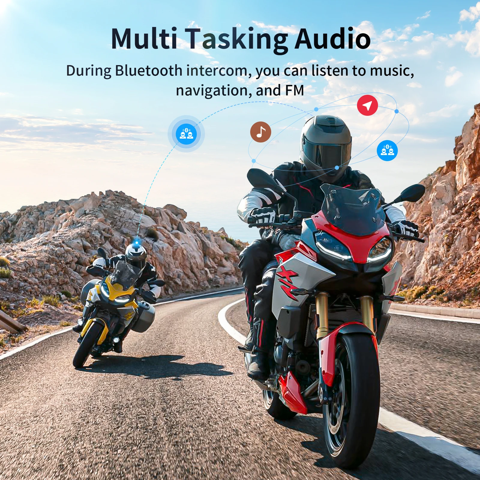 Bluetooth-гарнитура fodsports fx7 mesh для мотоциклетного шлема - Фотография_6