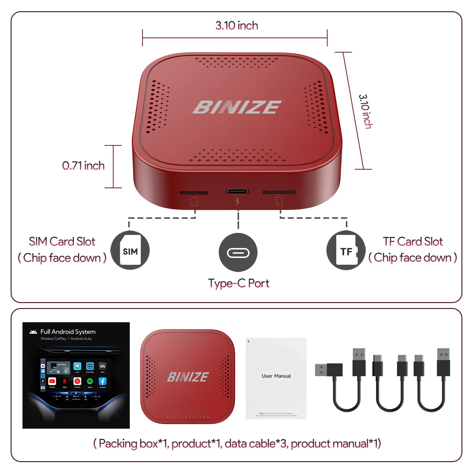 Binize carplay ai box android 13 - Фотография_6