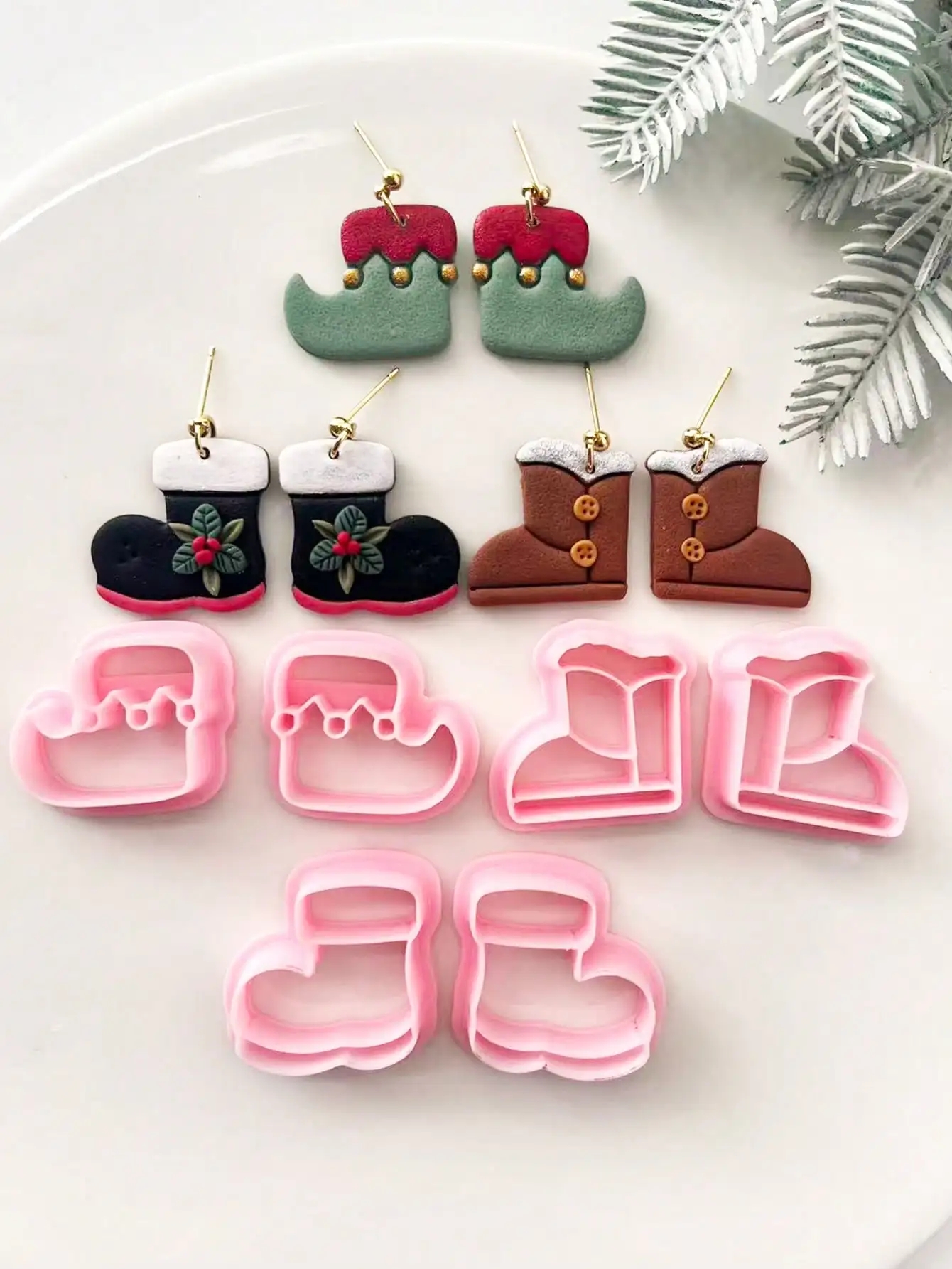 Фрезы для зимней ботинок из полимерной глины на рождество - Фотография_3