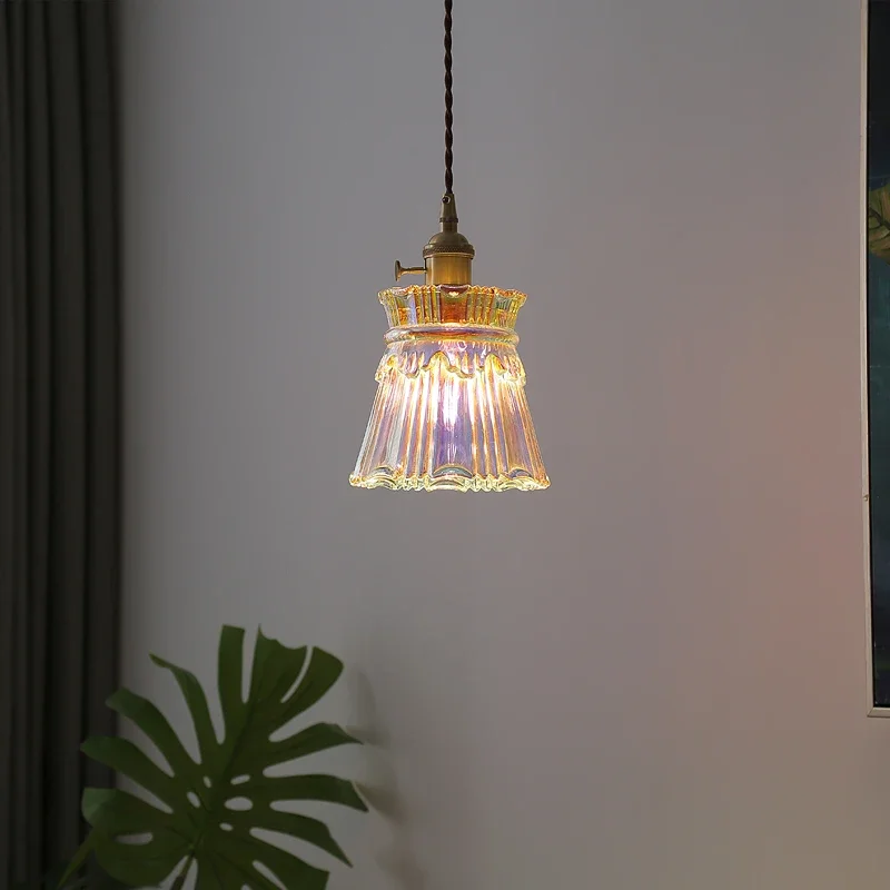 Винтажная латунная стеклянная люстра nordic loft ins - Фотография_3