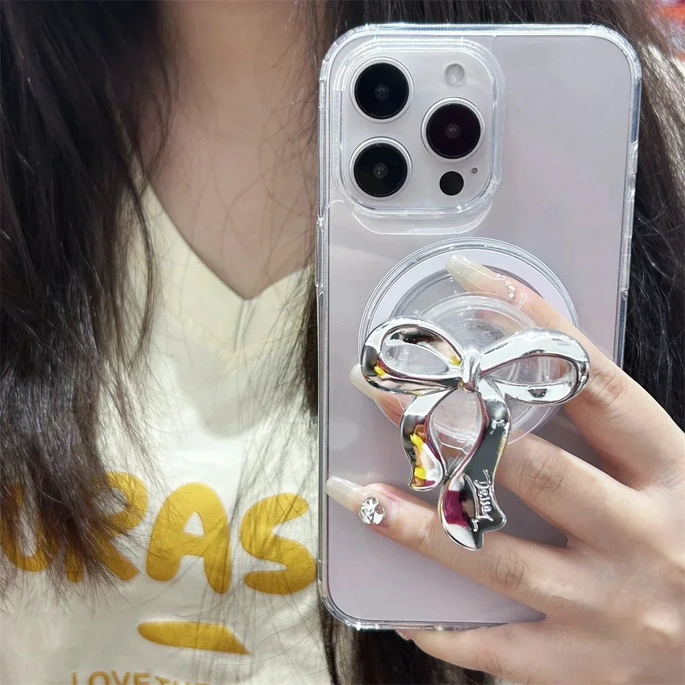 Ins корейский серебряный бант для magsafe griptok - Фотография_2