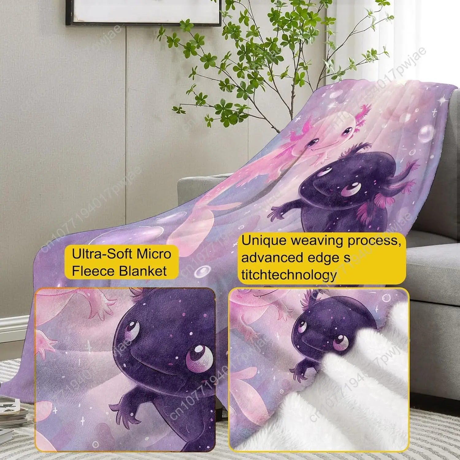 Одеяло axolotl, милые фланелевые одеяла axolotls - Фотография_3