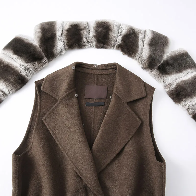 Женский шерстяной плащ со съемным - Фотография_5