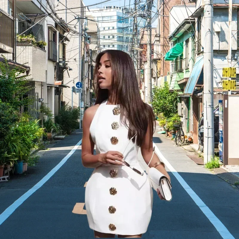 Элегантное женское короткое вечернее платье с розой - Фотография_2