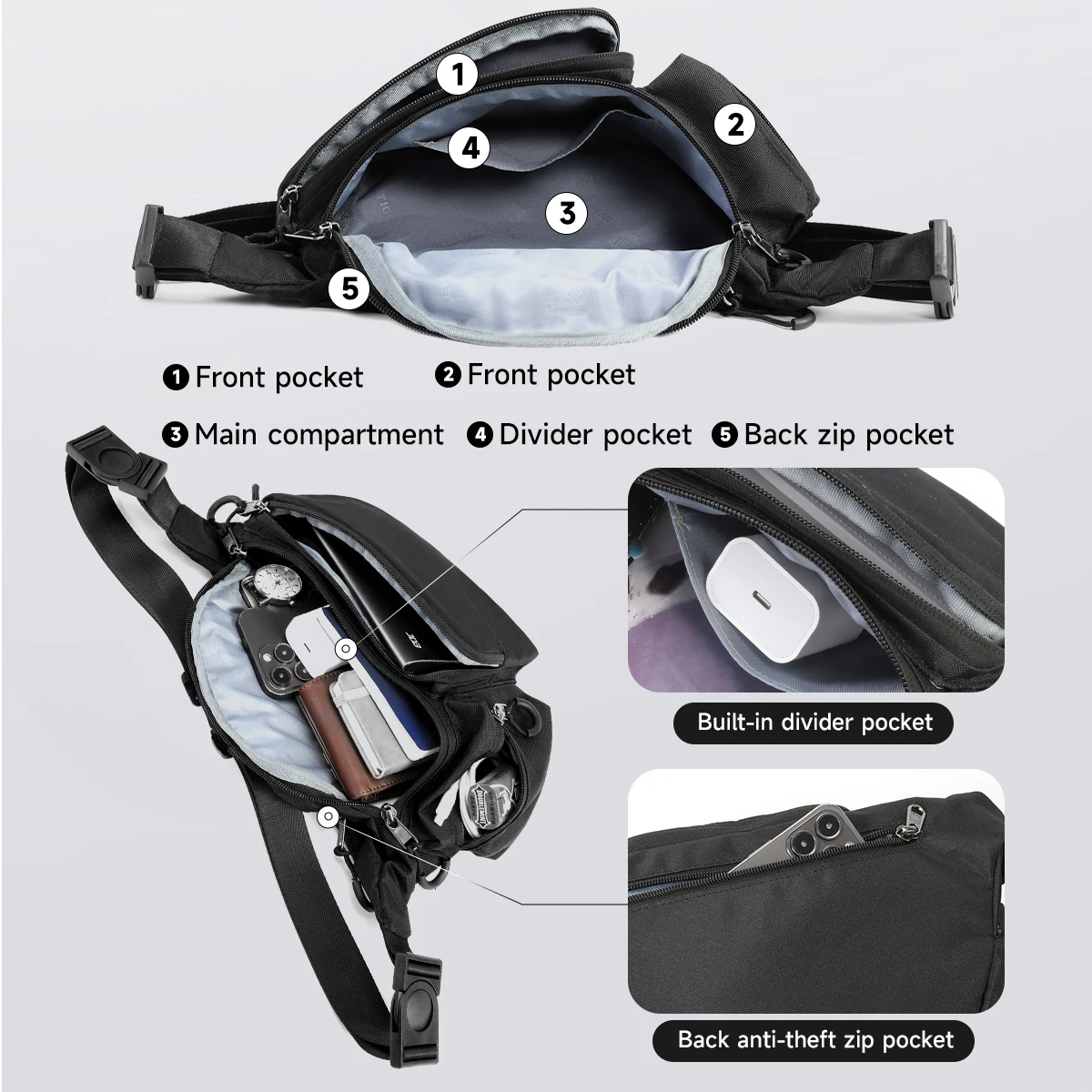 Мужская поясная сумка tigernu - Фотография_6