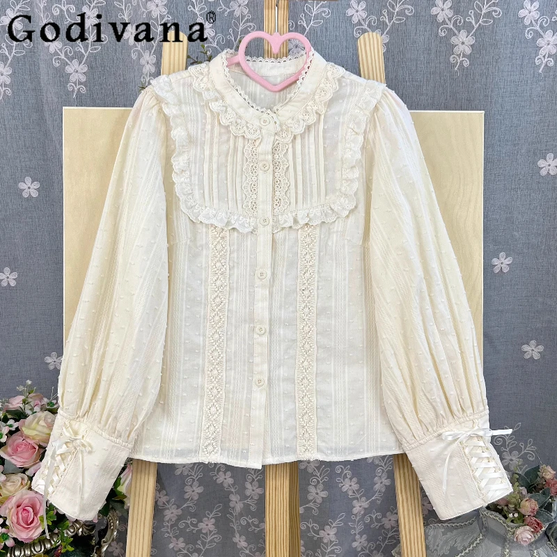 Рубашка лолиты на шнуровке с длинными