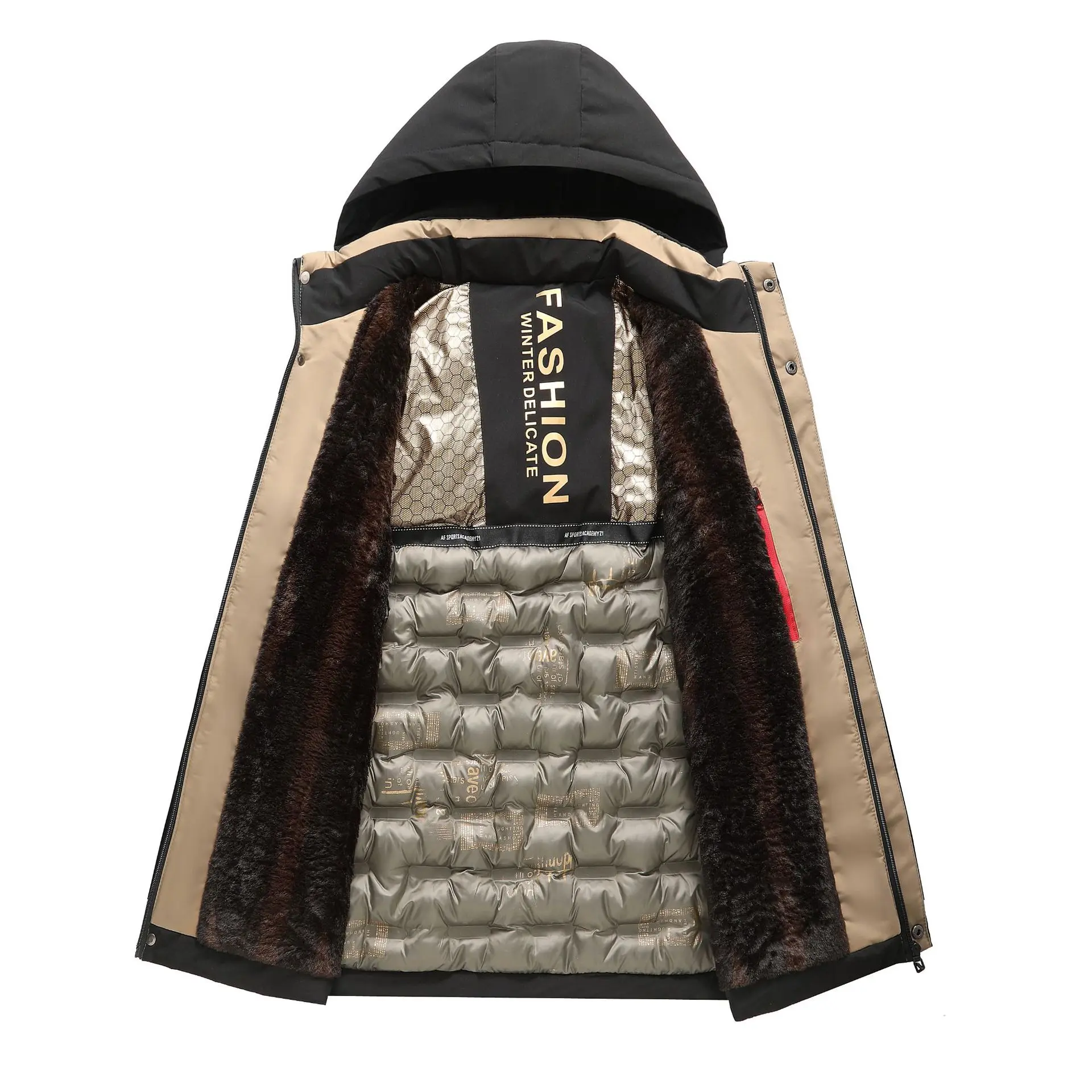 Мужская пуховая куртка с капюшоном на хлопковой подкладке - Фотография_5