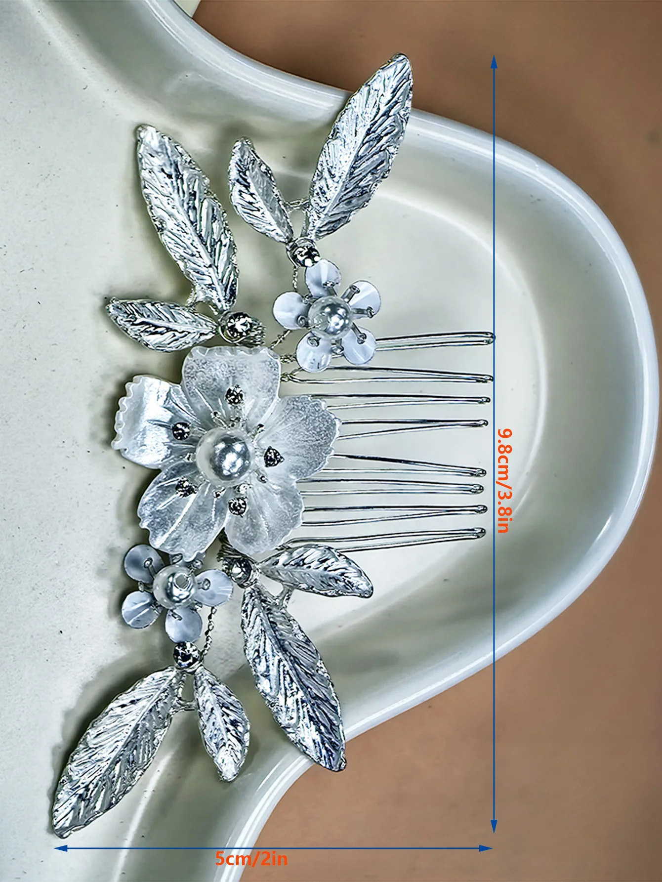 Свадебная расческа для волос с жемчужным цветком - Фотография_6