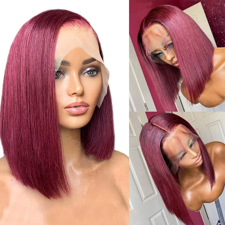 99j бордовый короткий боб парик - Фотография_3
