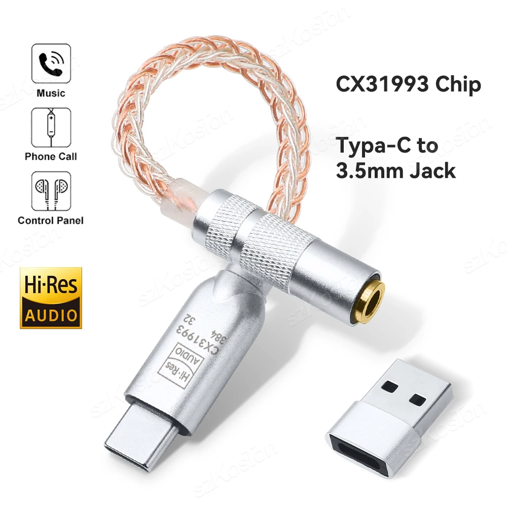 Cx31993 цап hi-fi усилитель для наушников типа c на адаптер 3