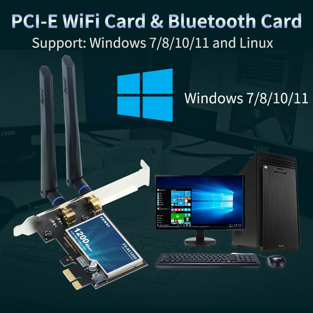 Fenvi wifi5 ac1200 pcie wifi-адаптер bt4 - Фотография_6