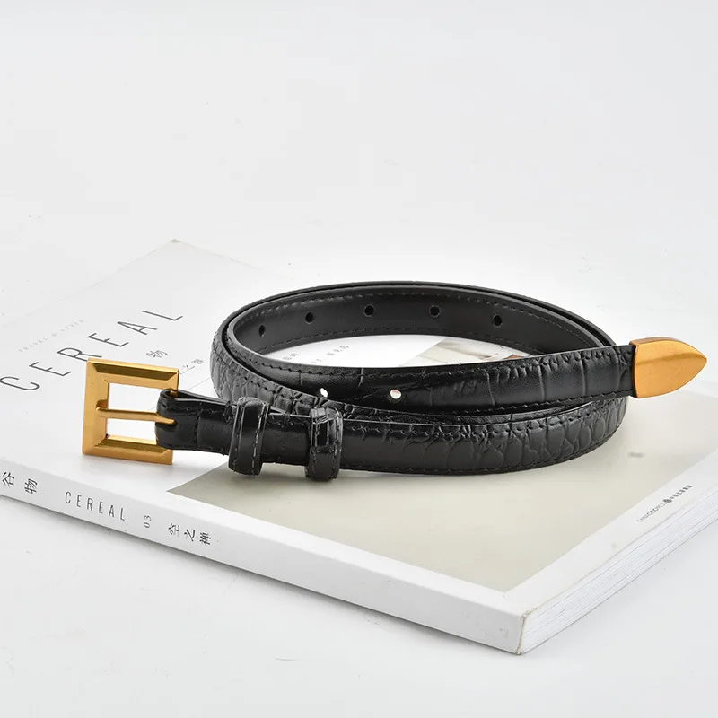 Пояс из натуральной кожи с крокодиловым узором - Фотография_3