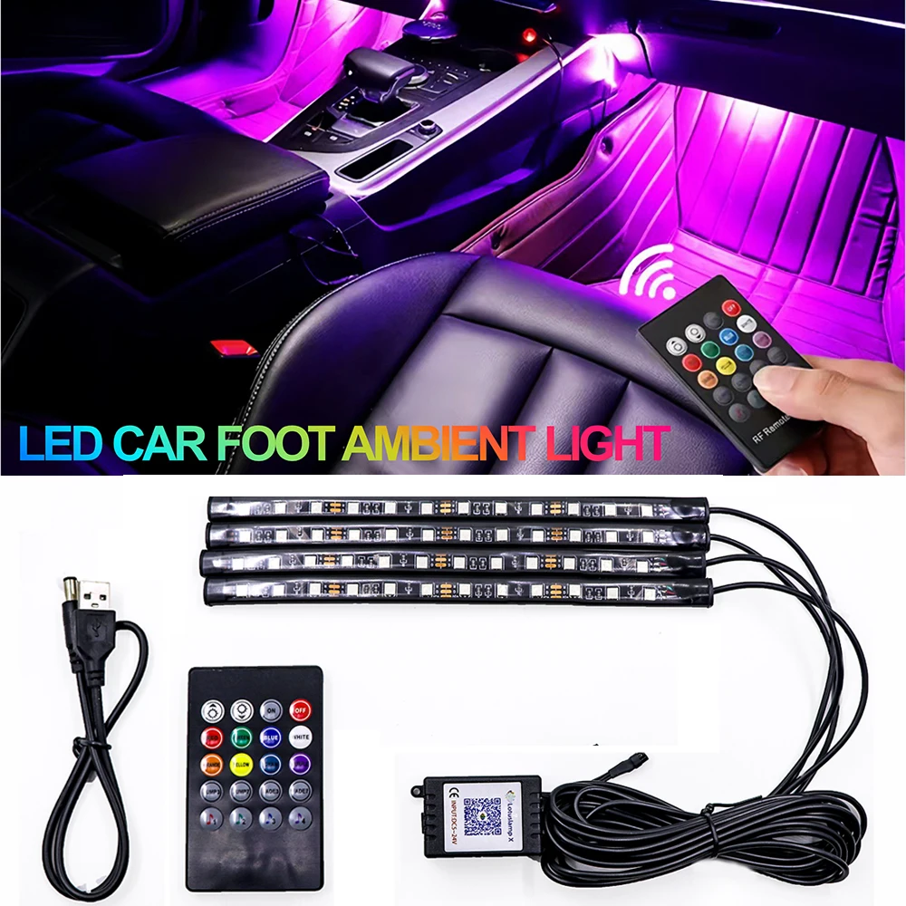 Неоновый 36 48 72 rgb светодиодный салон автомобиля