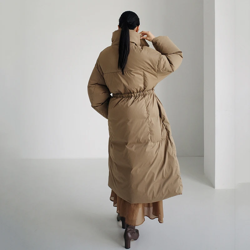 Новые зимние длинные пуховики с воротником-стойкой - Фотография_2