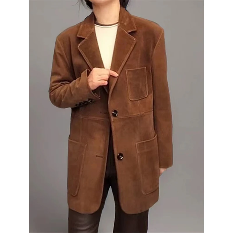 Замшевая куртка из воловьей кожи для женщин - Фотография_6