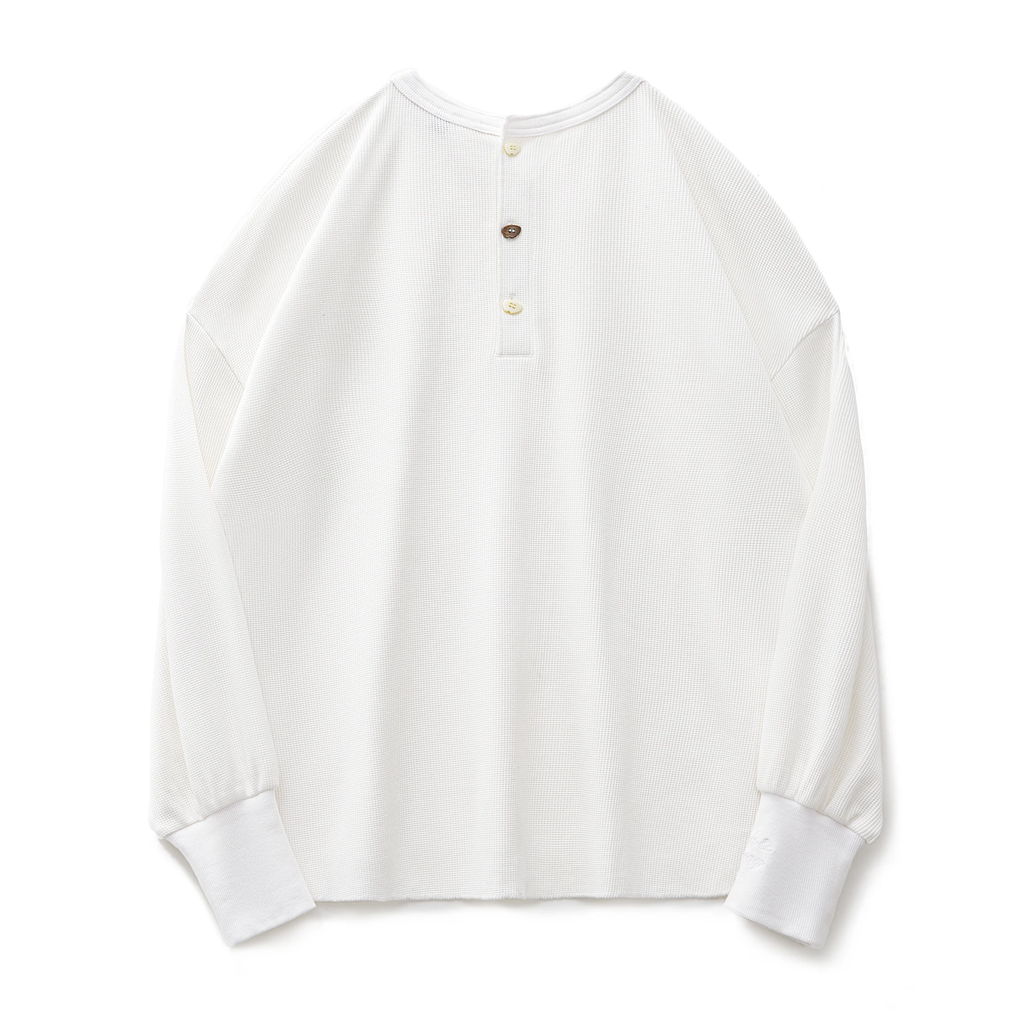 Белый вафельный трикотажный тканевый свитшот maden - Фотография_6