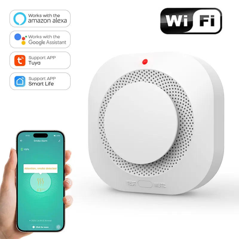 Tuya wi-fi датчик дыма домашняя