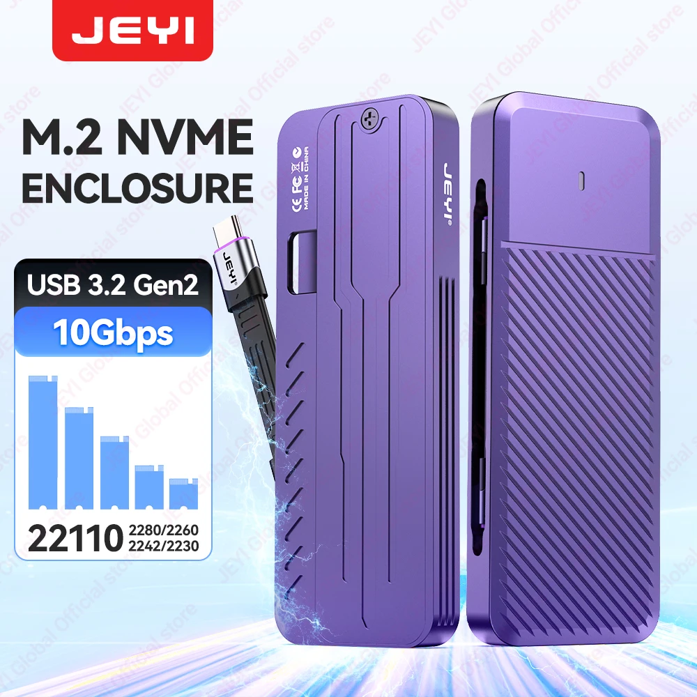 Корпус ssd jeyi 22110 m.2 nvme — usb 3.2 gen2 type-c 10 гбит/с
