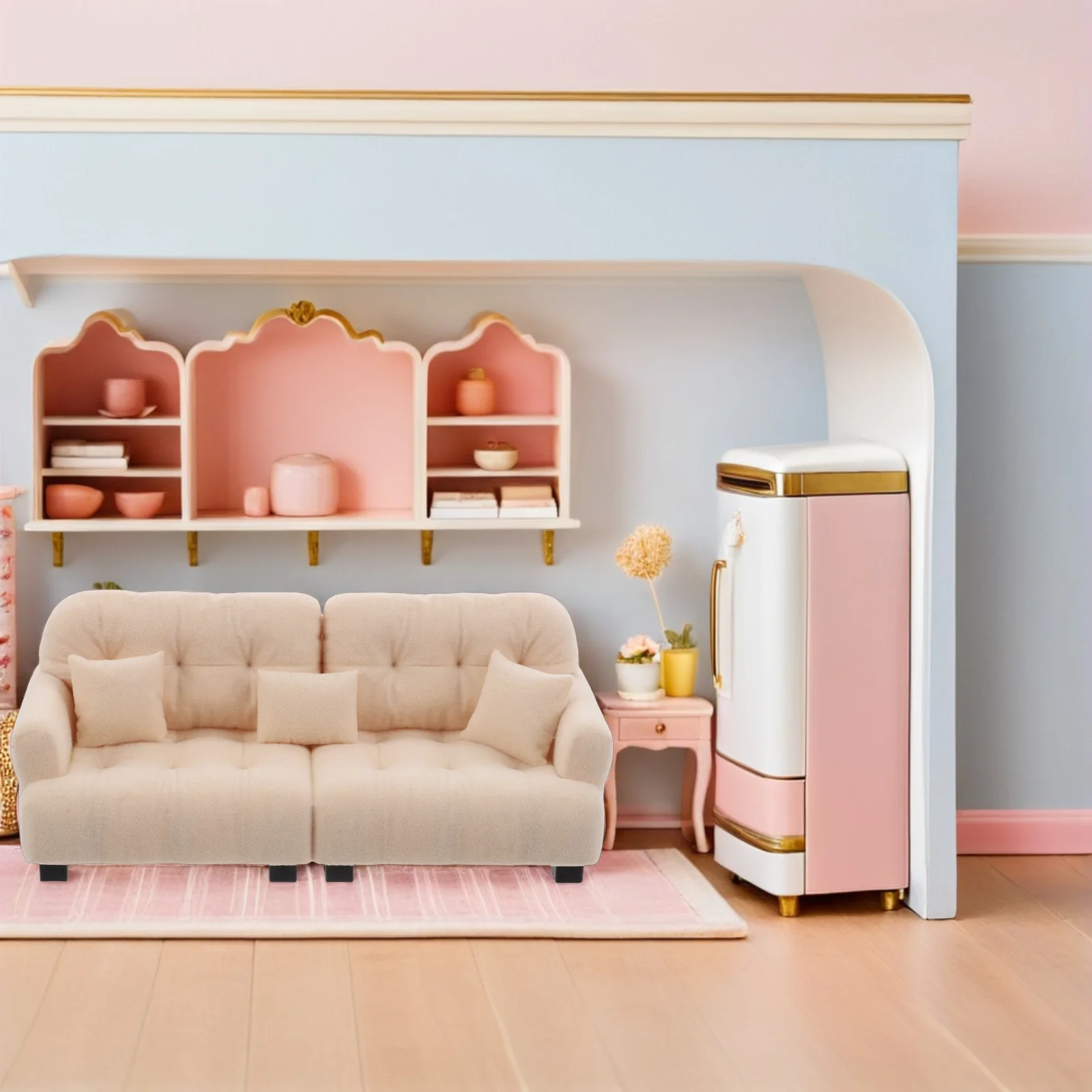 Миниатюрный диван кремовый 1 - Фотография_5