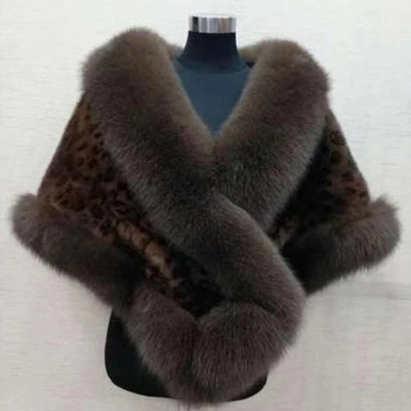 Женская зимняя шаль из искусственного норкового лисьего меха - Фотография_4