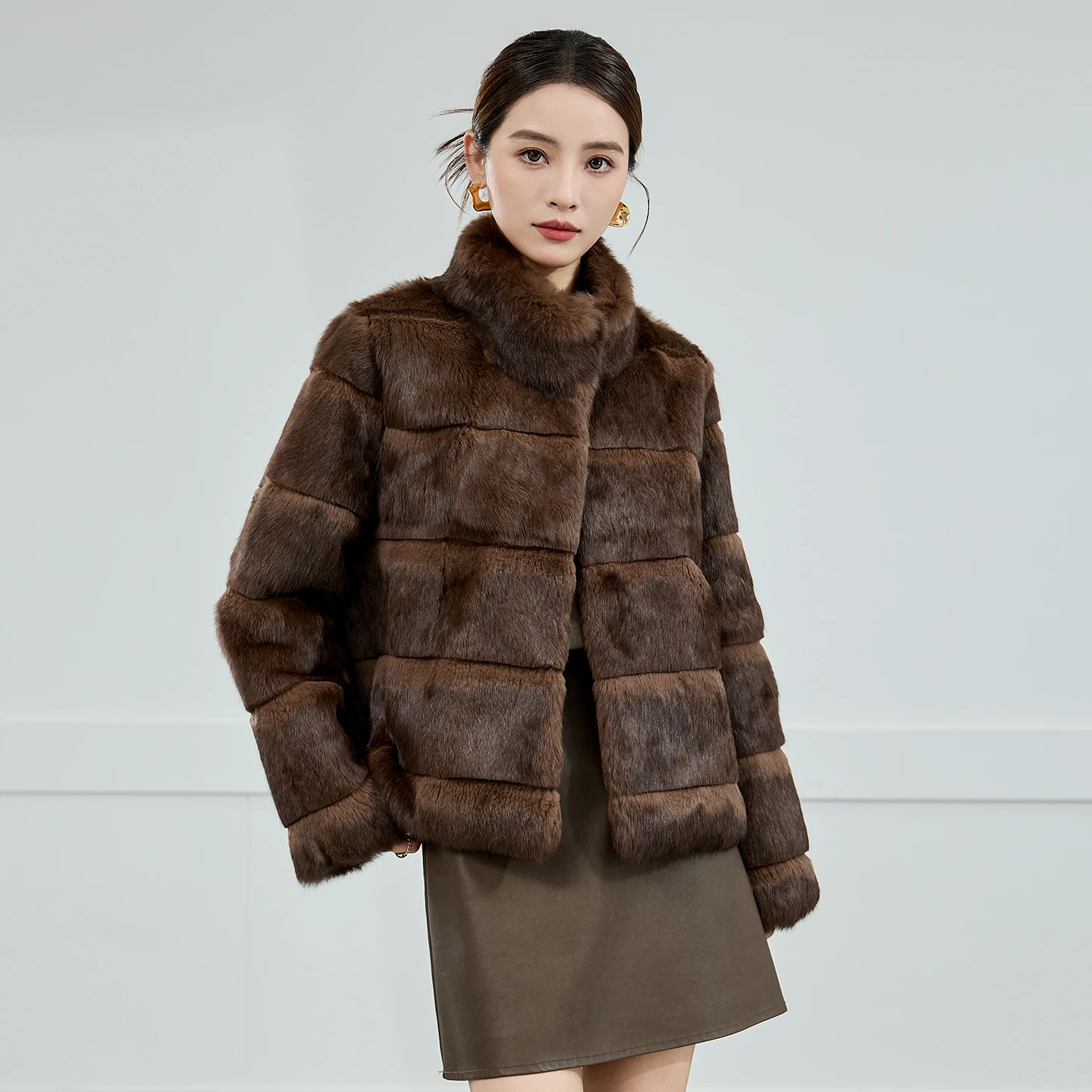 Женская куртка из 100% шуба натурального кроличьего меха - Фотография_5