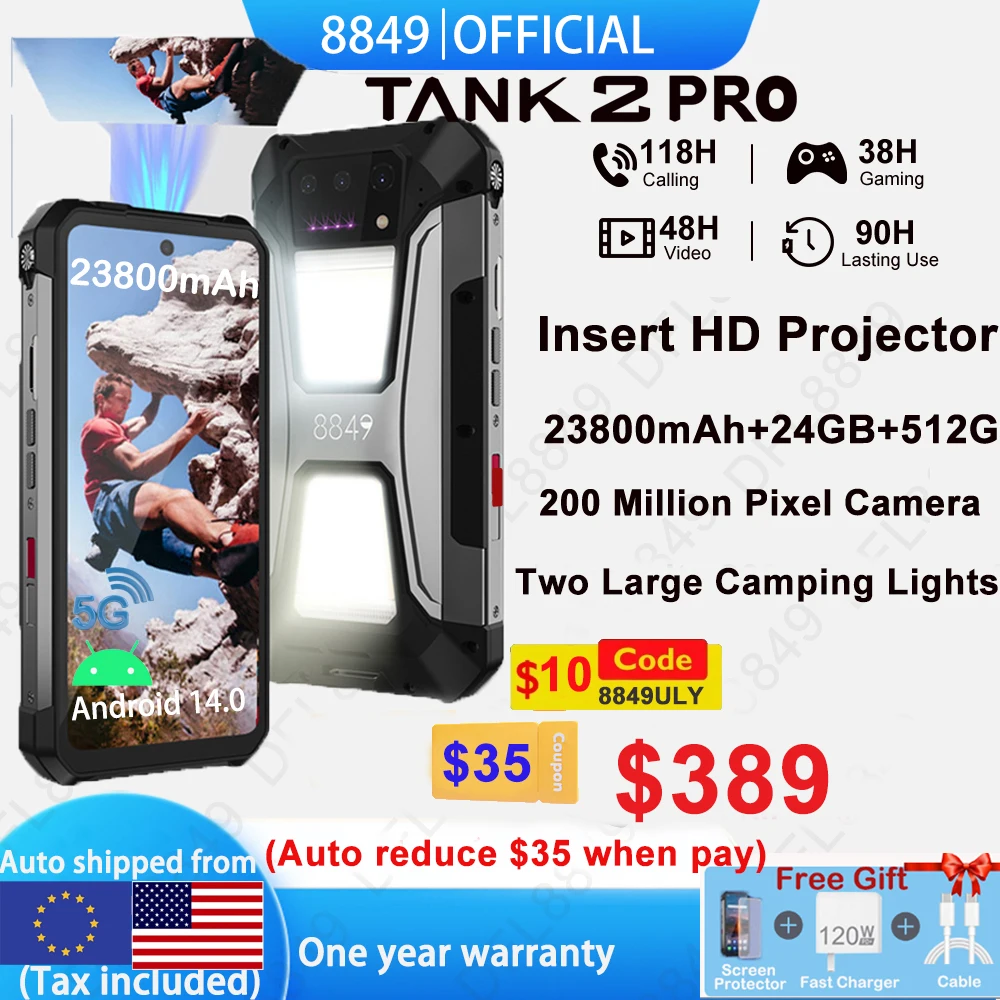 Прочный смартфон 8849 tank 2 pro с проектором