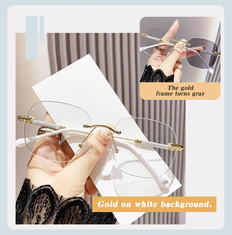 Квадратные безрамные фотохромные солнцезащитные очки в большой оправе - Фотография_4