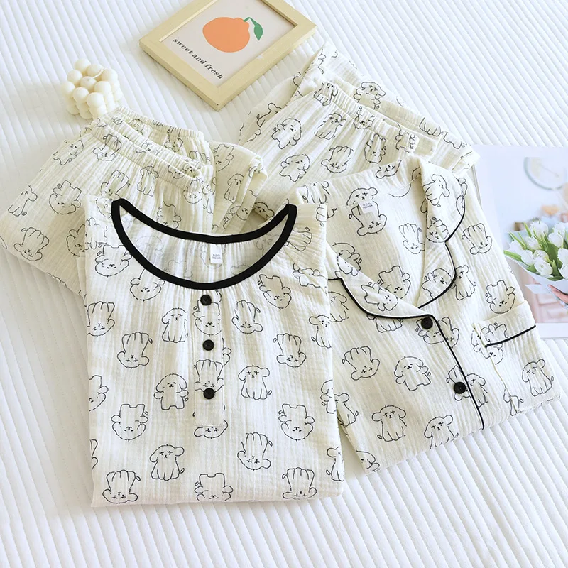 Года, весенне-осенний женский пижамный комплект из 100% хлопка - Фотография_3