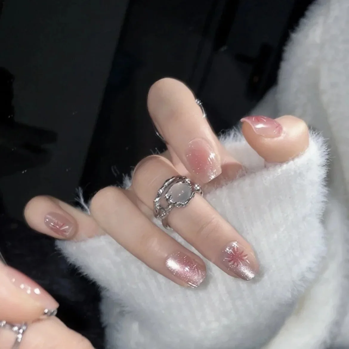 Полноразмерные накладные ногти ручной работы «кошачий глаз» для девочек - Фотография_2