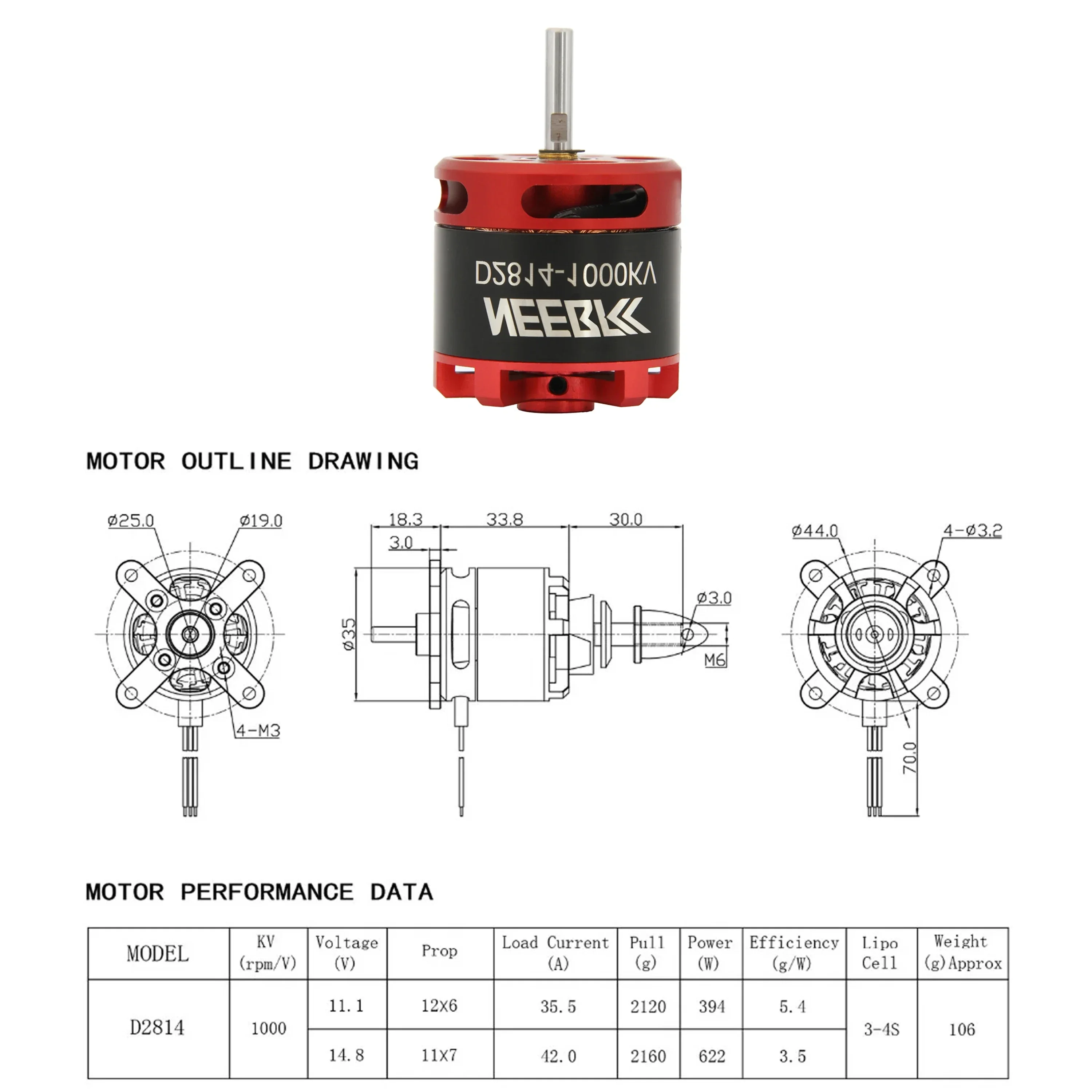 Neebrc 2814 1000kv outrunner бесщеточный - Фотография_2